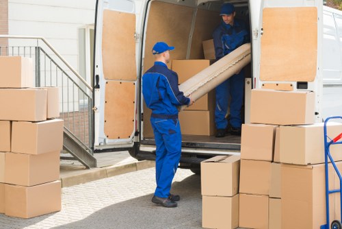 Commercial moving team planning a business relocation in South Kensington