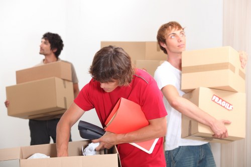 Removalists in Southkensington carrying furniture through a home entrance